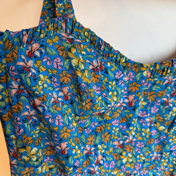 Zara Floral Midi Dress Feminine Flowy Spring Lightweight Small Blue Pink - Picture 5 of 13